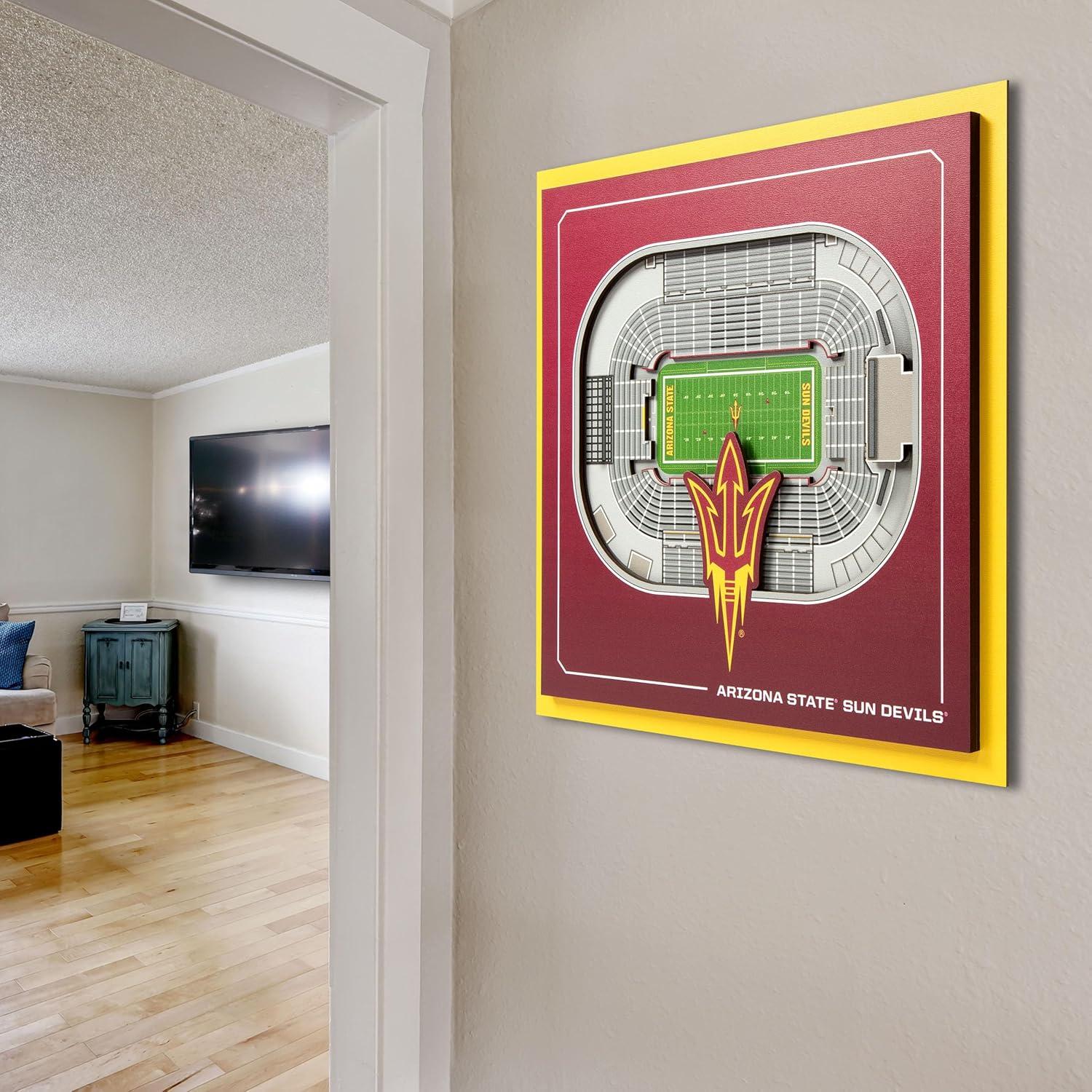 image:imageYouTheFan Officiallylicensed NCAA Stadium Series 3D Wall Art multilayer team stadium replica detailed sports fan gift indoor decorArizona State Sun Devils