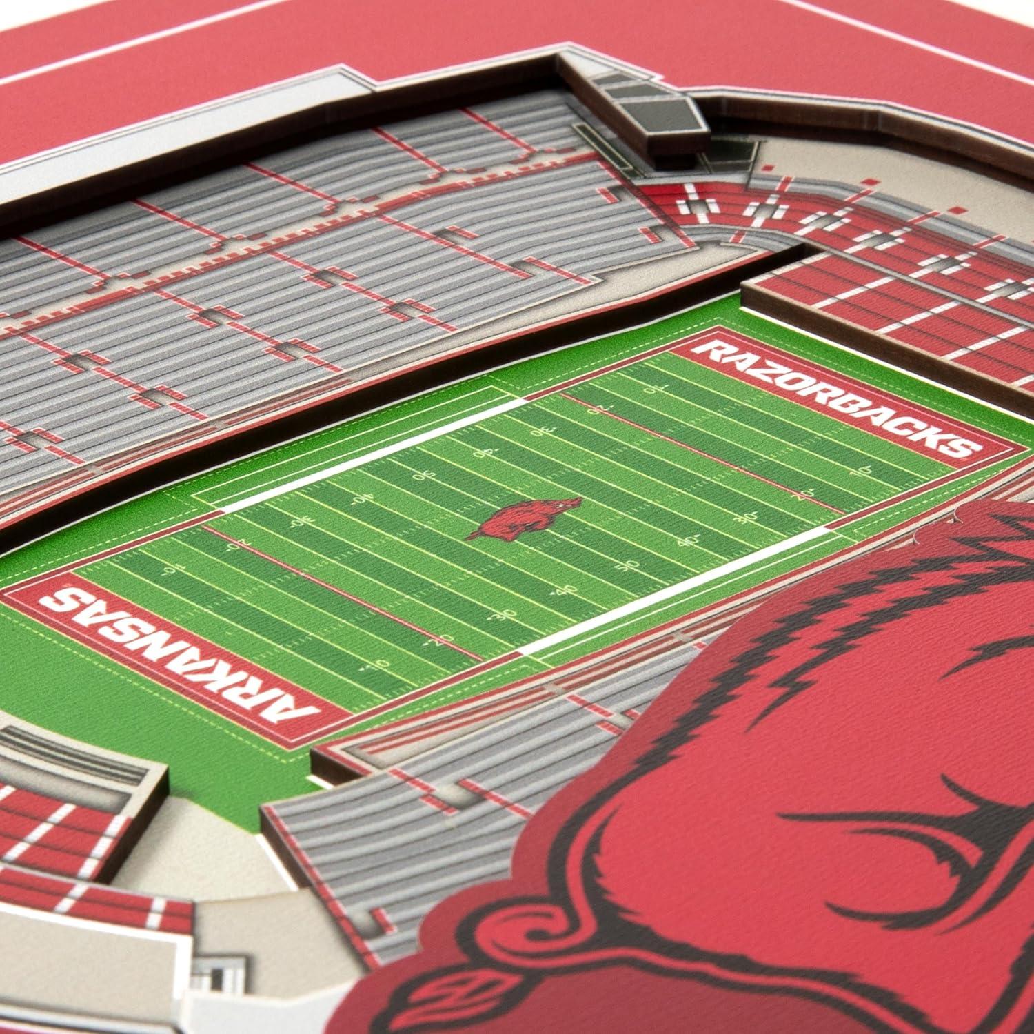 image:imageYouTheFan Officiallylicensed NCAA Stadium Series 3D Wall Art multilayer team stadium replica detailed sports fan gift indoor decorArkansas Razorbacks