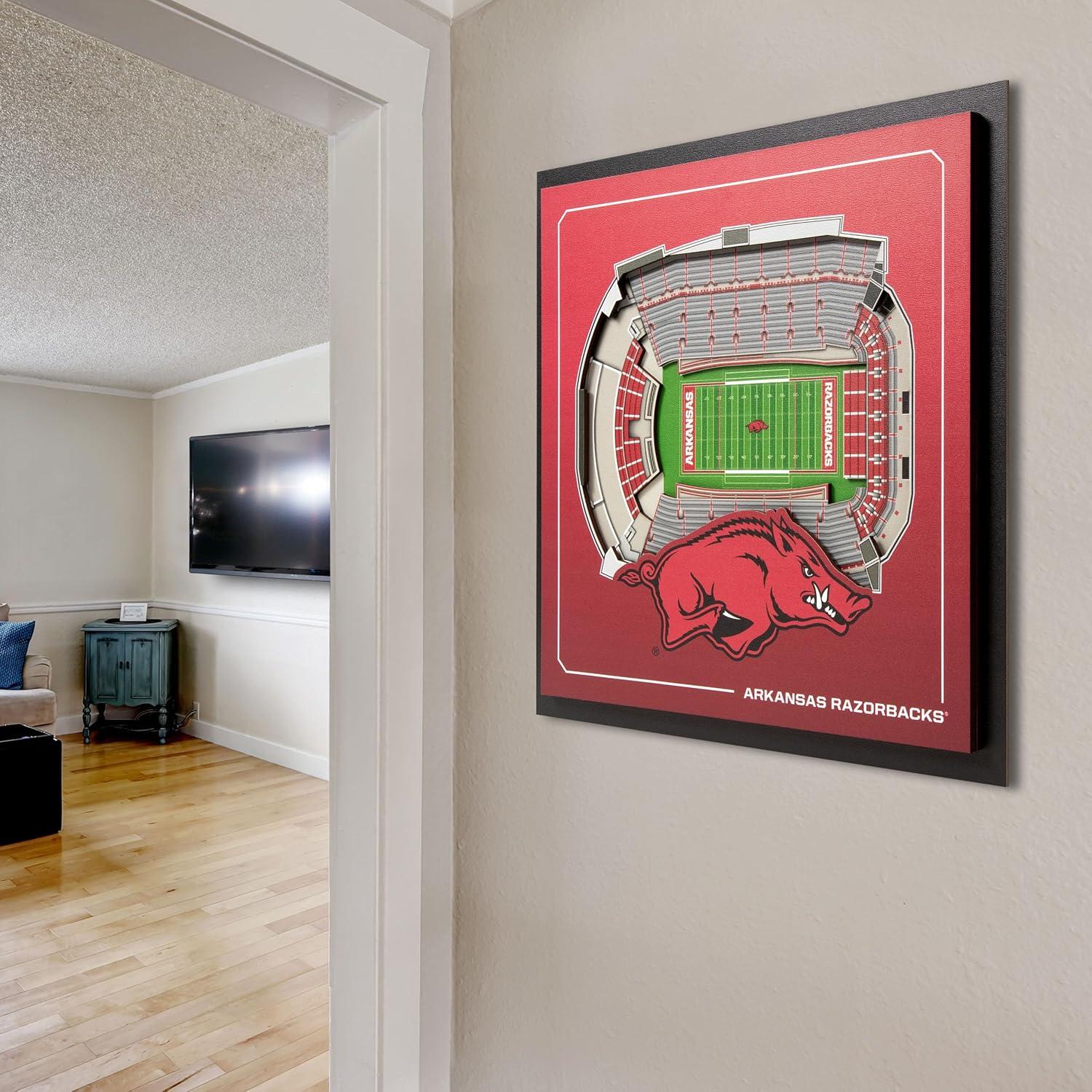 image:imageYouTheFan Officiallylicensed NCAA Stadium Series 3D Wall Art multilayer team stadium replica detailed sports fan gift indoor decorArkansas Razorbacks