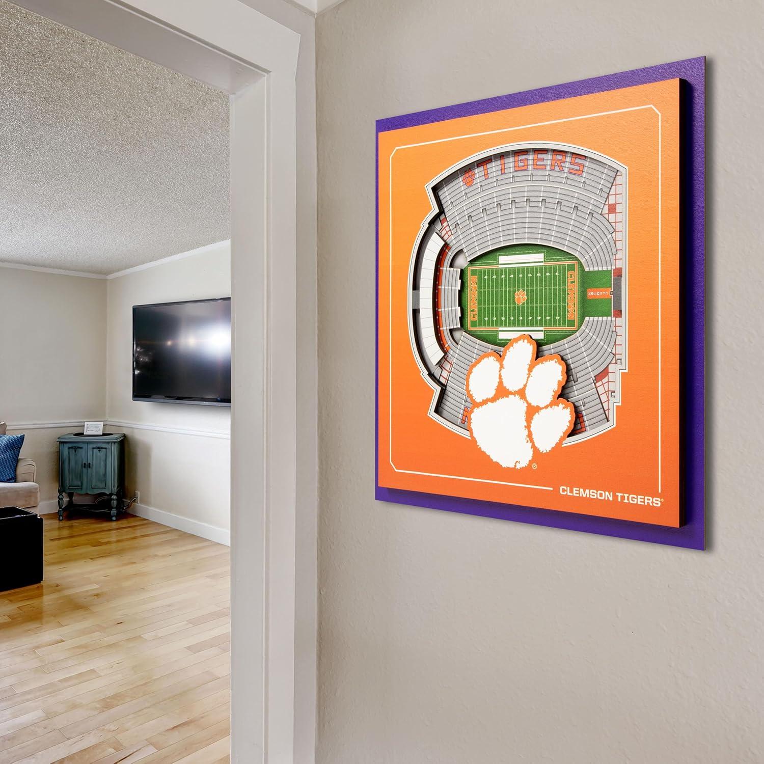 image:imageYouTheFan Officiallylicensed NCAA Stadium Series 3D Wall Art multilayer team stadium replica detailed sports fan gift indoor decorClemson Tigers