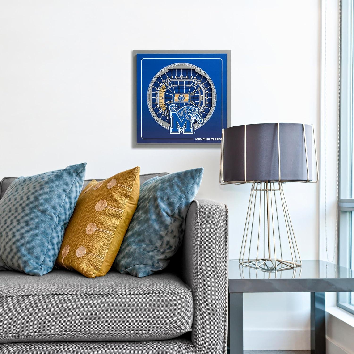 image:imageYouTheFan Officiallylicensed NCAA Stadium Series 3D Wall Art multilayer team stadium replica detailed sports fan gift indoor decorMemphis Tigers