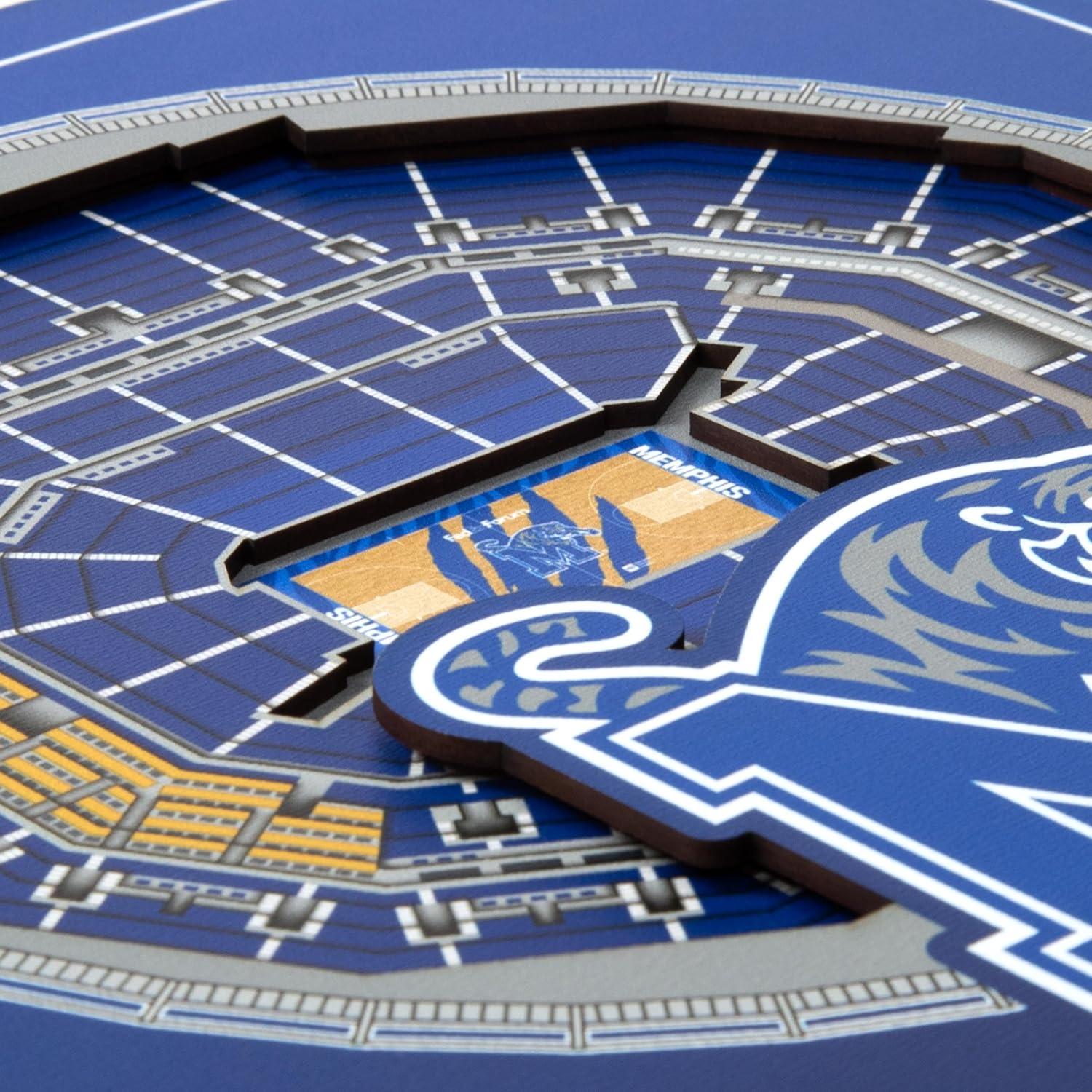 image:imageYouTheFan Officiallylicensed NCAA Stadium Series 3D Wall Art multilayer team stadium replica detailed sports fan gift indoor decorMemphis Tigers