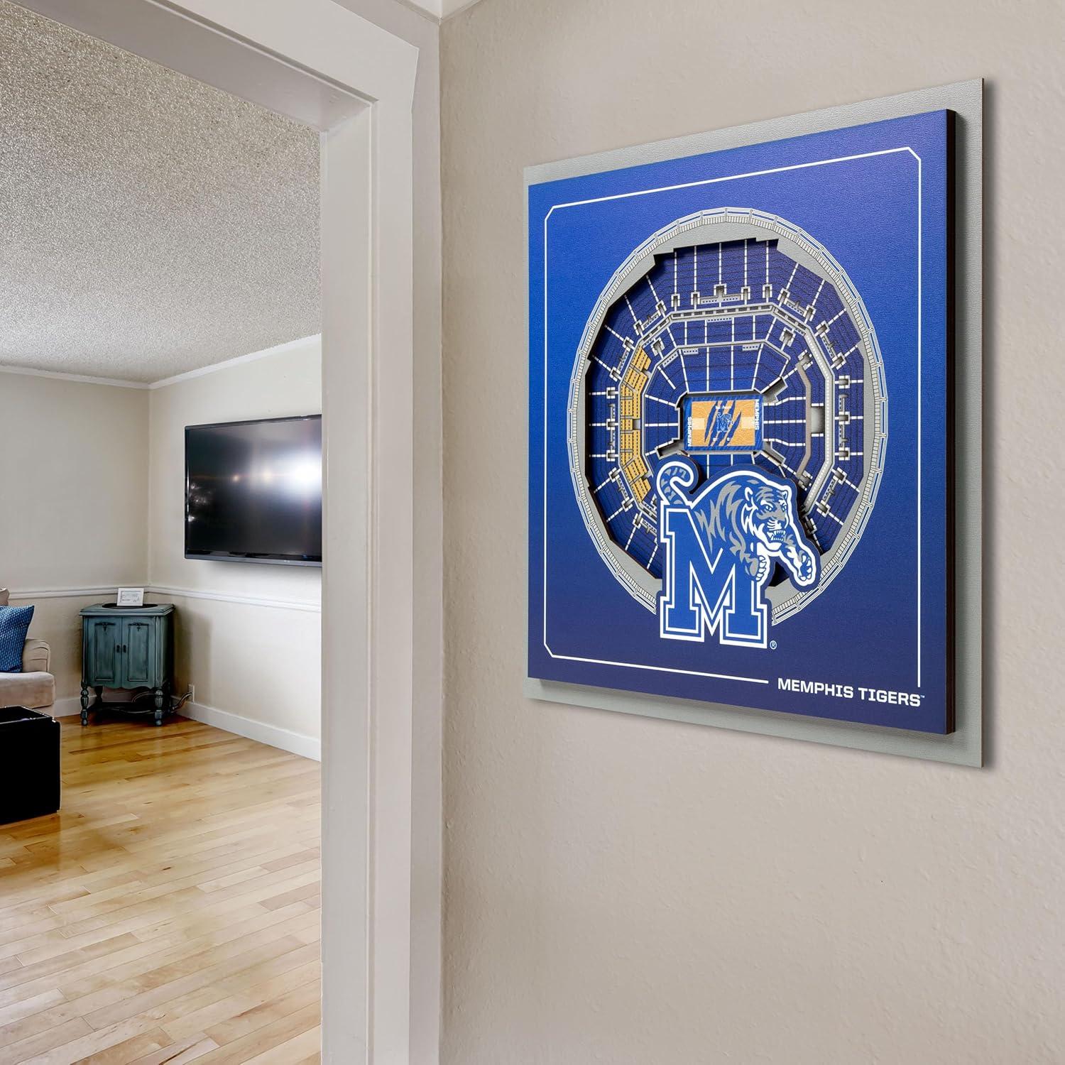 image:imageYouTheFan Officiallylicensed NCAA Stadium Series 3D Wall Art multilayer team stadium replica detailed sports fan gift indoor decorMemphis Tigers