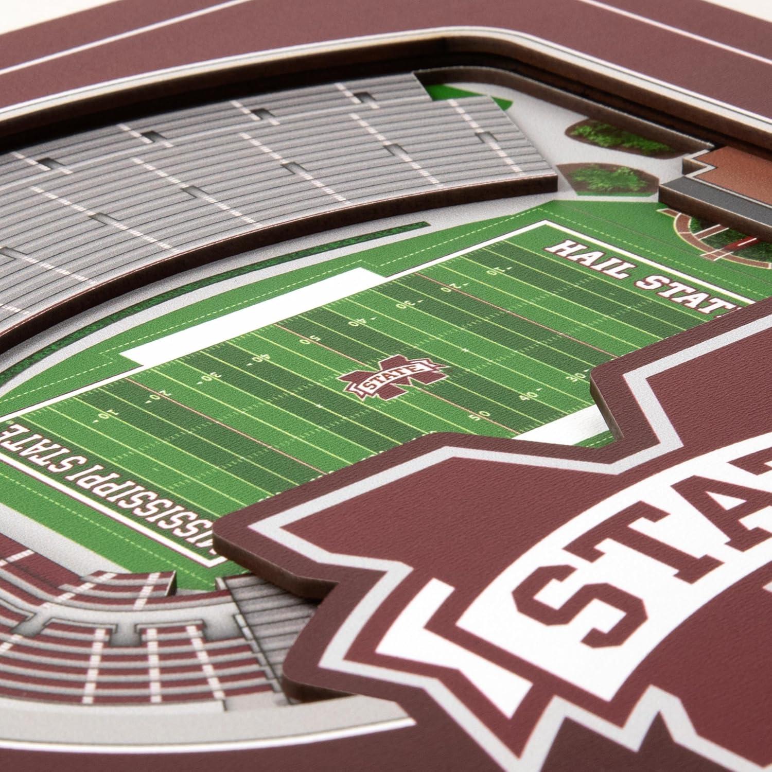 image:imageYouTheFan Officiallylicensed NCAA Stadium Series 3D Wall Art multilayer team stadium replica detailed sports fan gift indoor decorMississippi State Bulldogs
