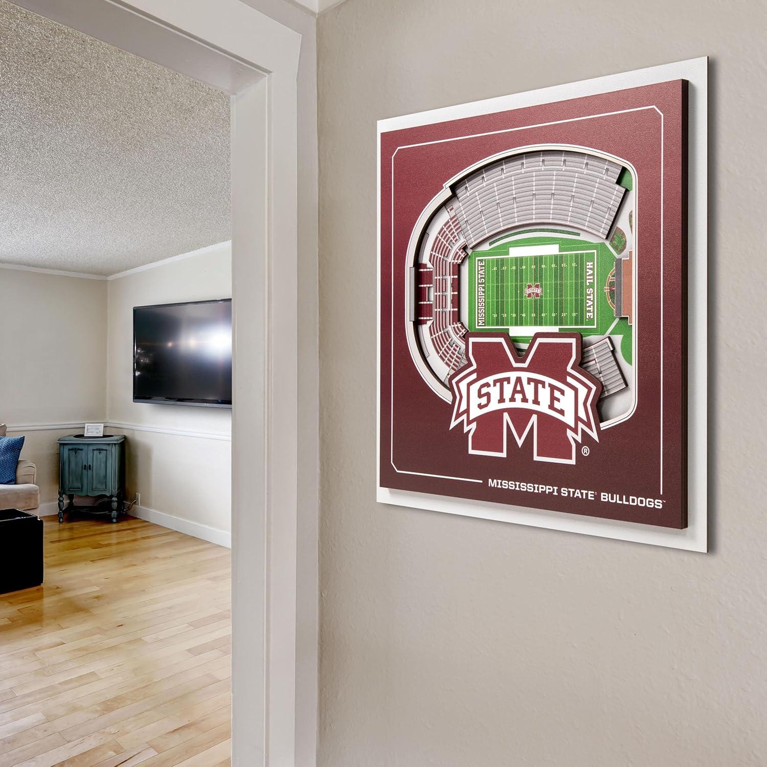 image:imageYouTheFan Officiallylicensed NCAA Stadium Series 3D Wall Art multilayer team stadium replica detailed sports fan gift indoor decorMississippi State Bulldogs