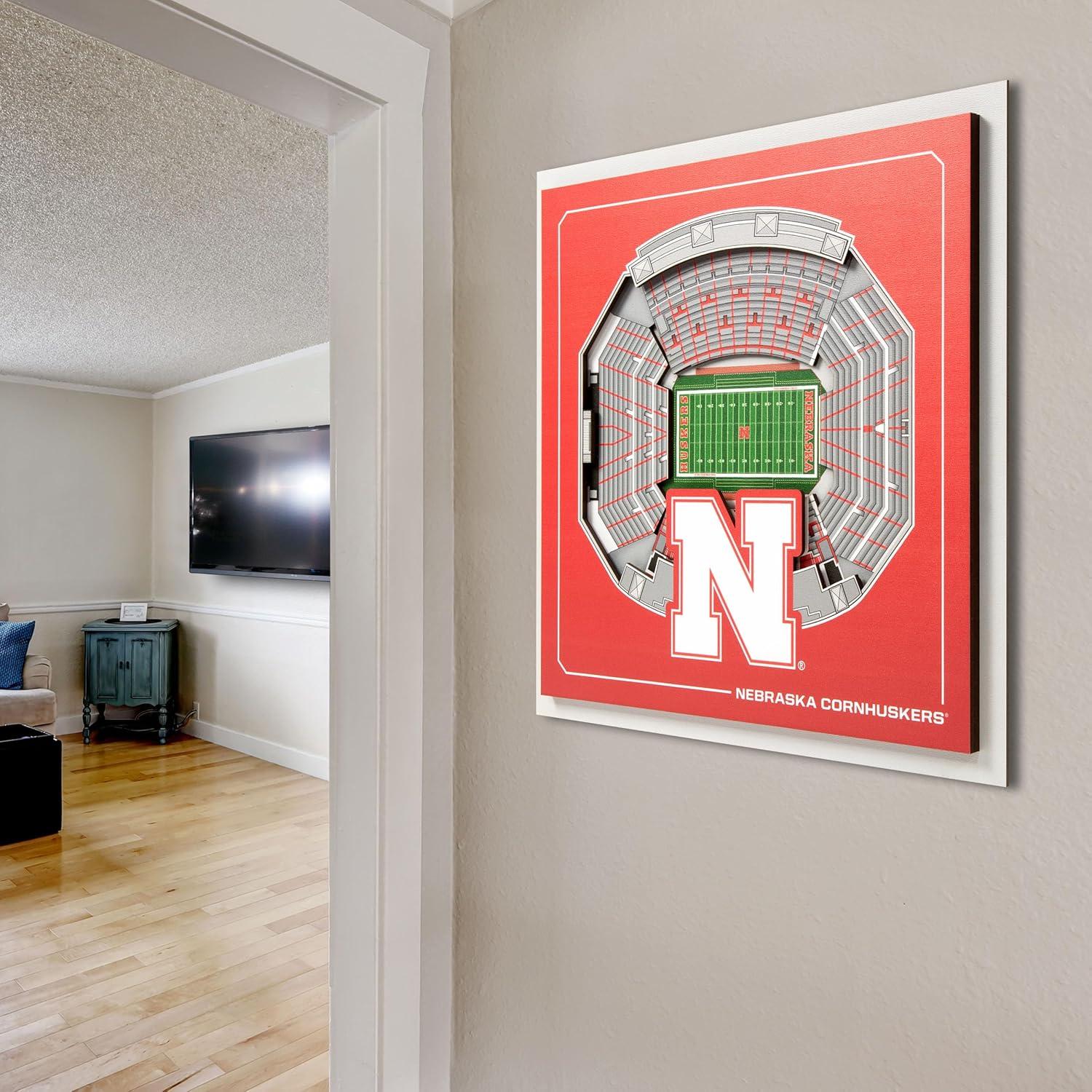 image:imageYouTheFan Officiallylicensed NCAA Stadium Series 3D Wall Art multilayer team stadium replica detailed sports fan gift indoor decorNebraska Cornhuskers