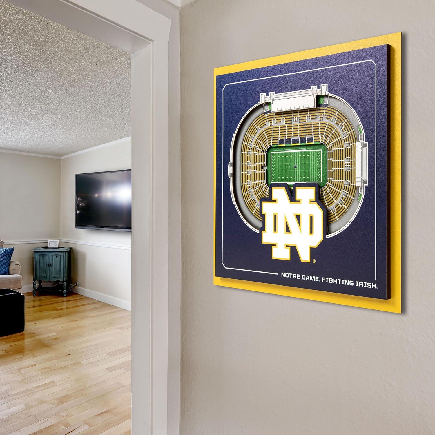 image:imageYouTheFan Officiallylicensed NCAA Stadium Series 3D Wall Art multilayer team stadium replica detailed sports fan gift indoor decorNotre Dame Fighting Irish