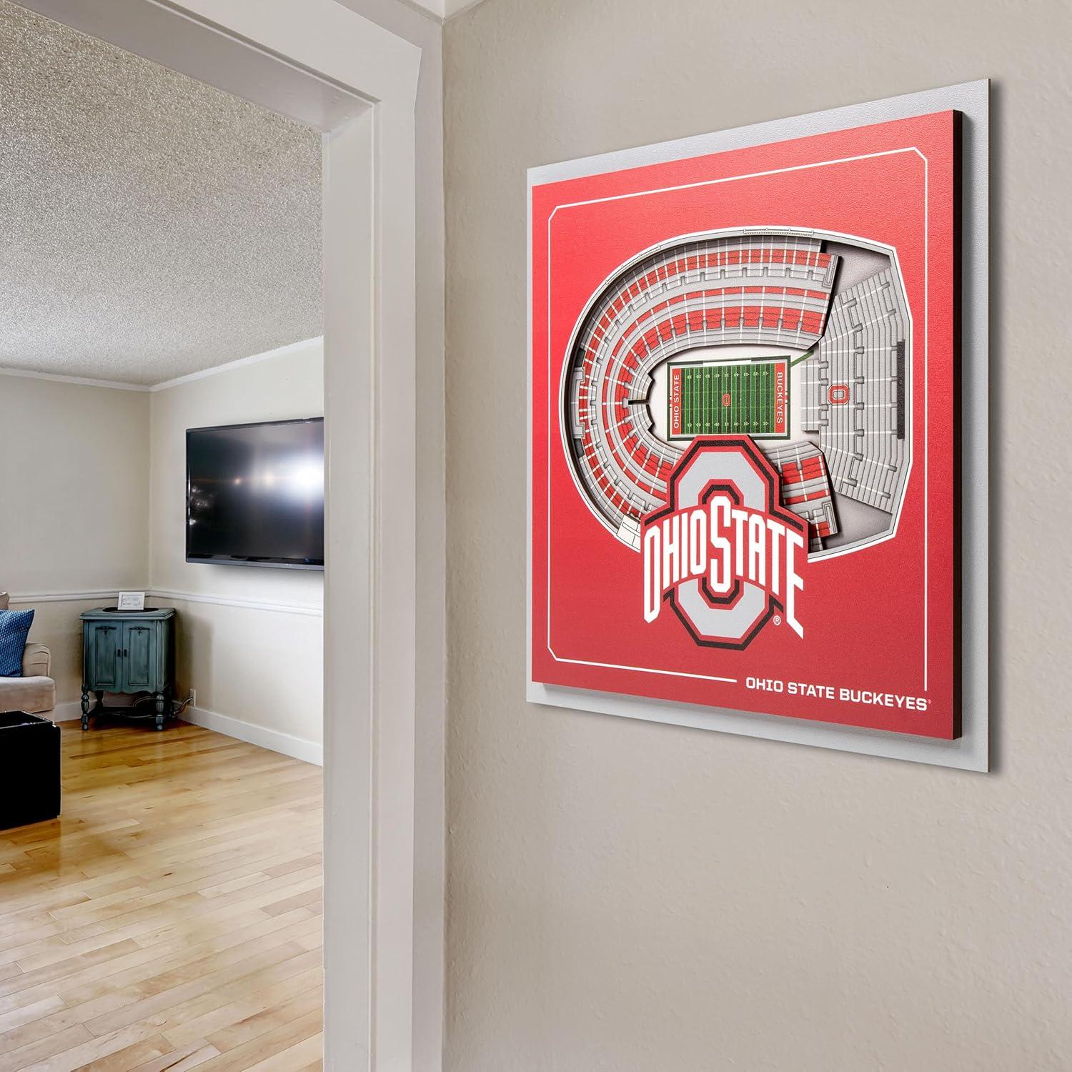 image:imageYouTheFan Officiallylicensed NCAA Stadium Series 3D Wall Art multilayer team stadium replica detailed sports fan gift indoor decorOhio State Buckeyes