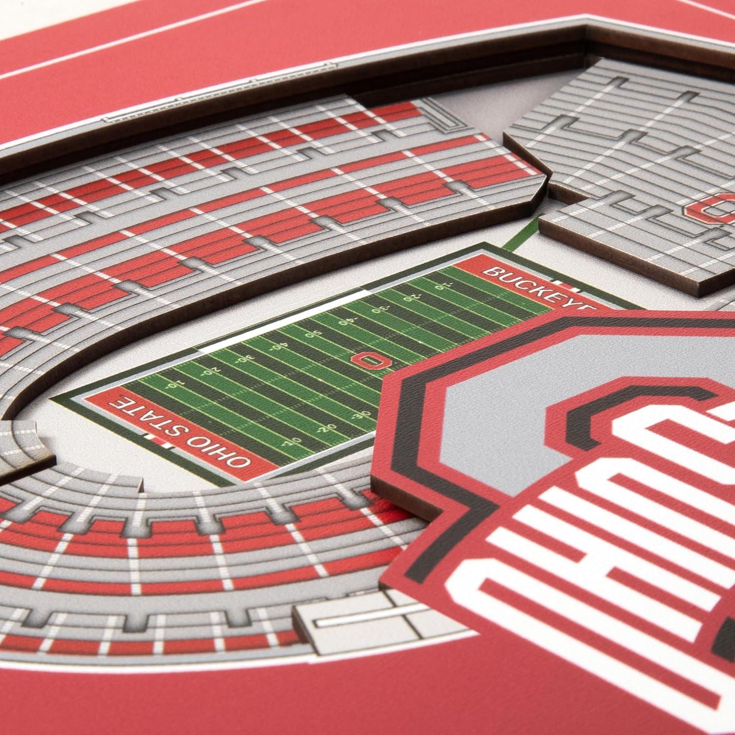 image:imageYouTheFan Officiallylicensed NCAA Stadium Series 3D Wall Art multilayer team stadium replica detailed sports fan gift indoor decorOhio State Buckeyes