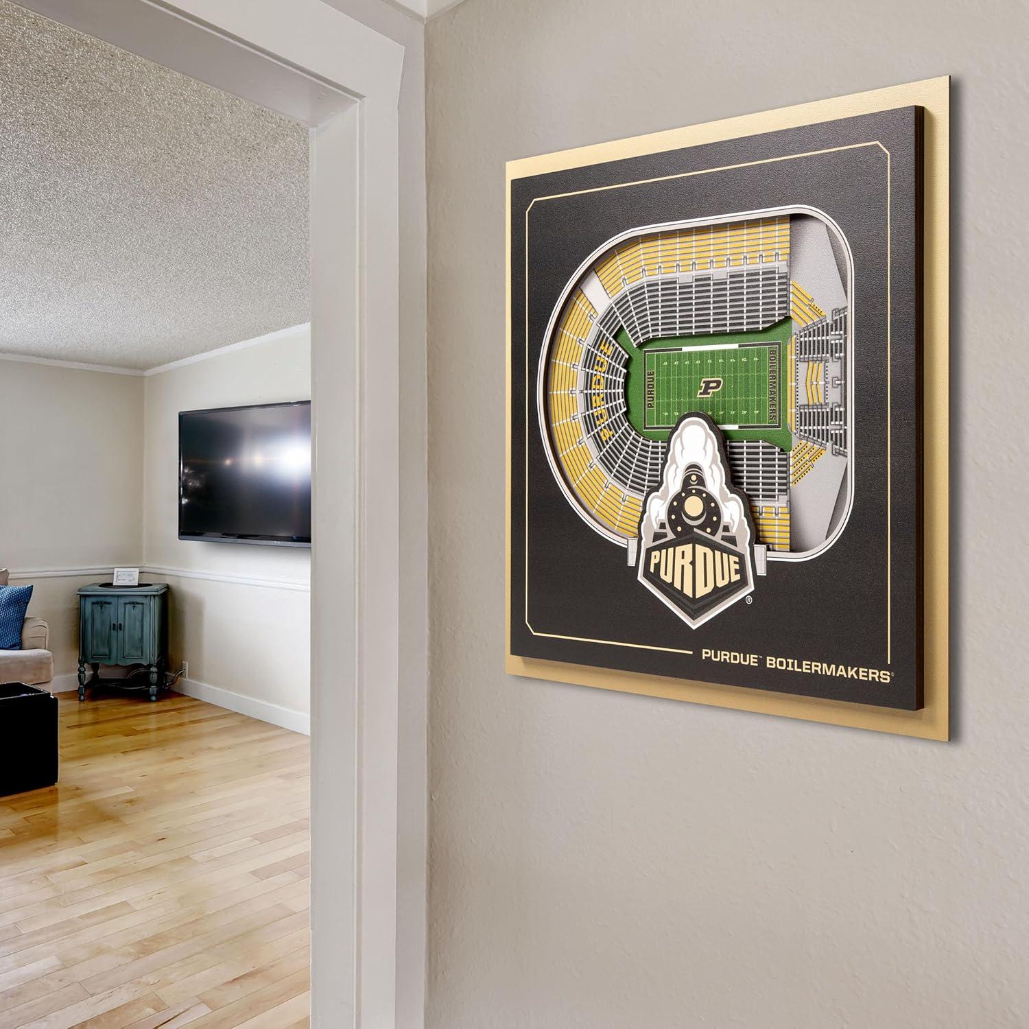 image:imageYouTheFan Officiallylicensed NCAA Stadium Series 3D Wall Art multilayer team stadium replica detailed sports fan gift indoor decorPurdue Boilermakers FB