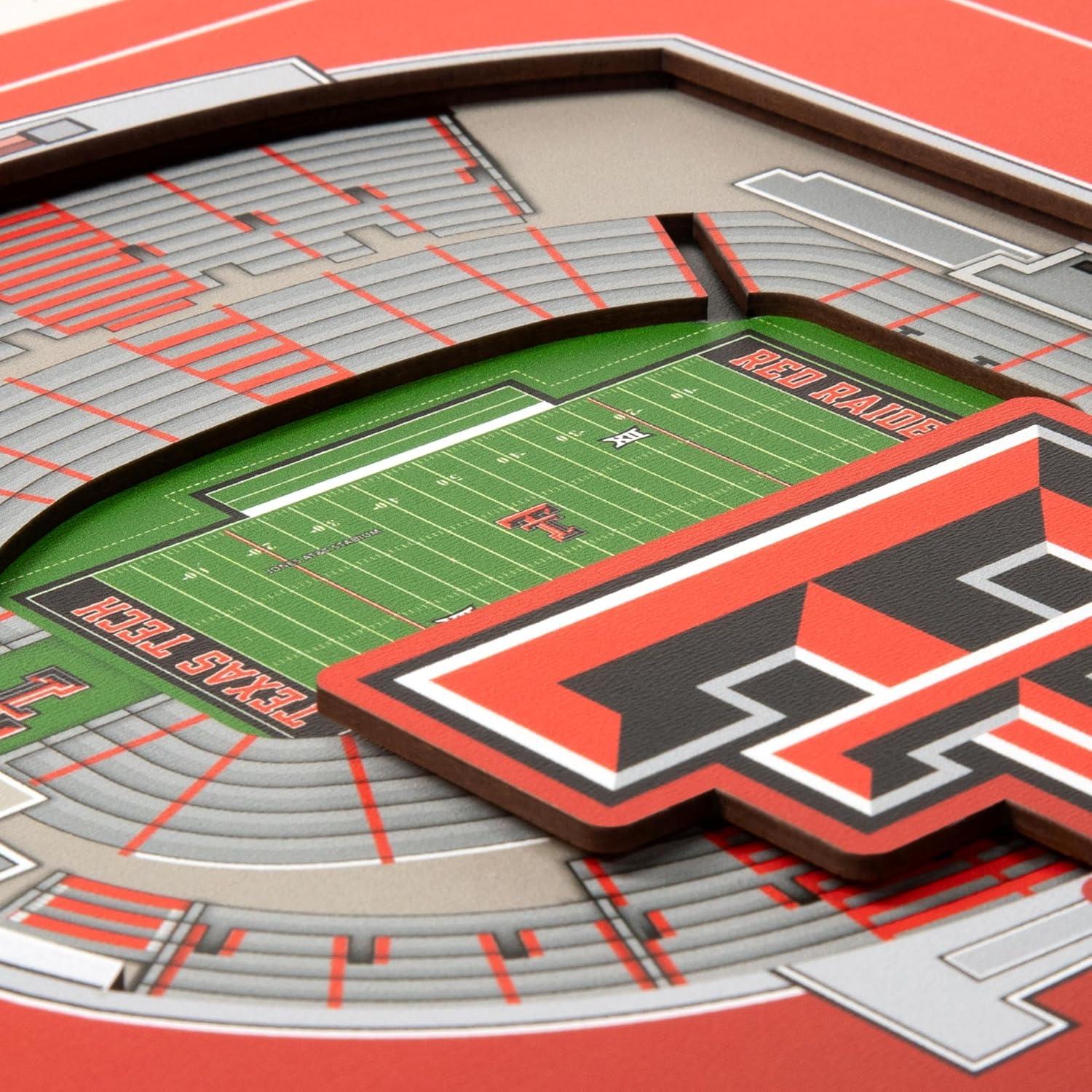 image:imageYouTheFan Officiallylicensed NCAA Stadium Series 3D Wall Art multilayer team stadium replica detailed sports fan gift indoor decorTexas Tech Red Raiders