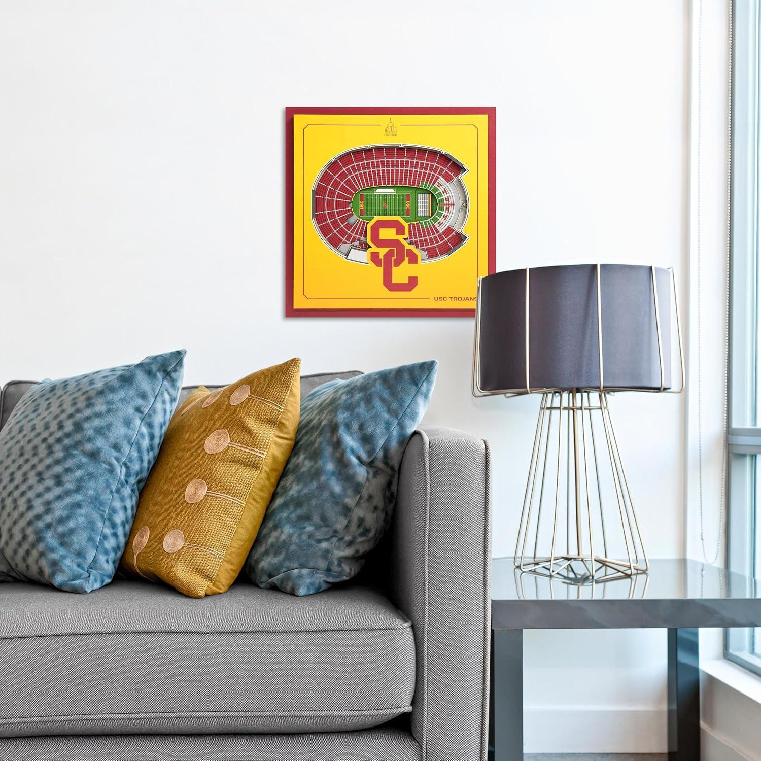 image:imageYouTheFan Officiallylicensed NCAA Stadium Series 3D Wall Art multilayer team stadium replica detailed sports fan gift indoor decorUSC Trojans