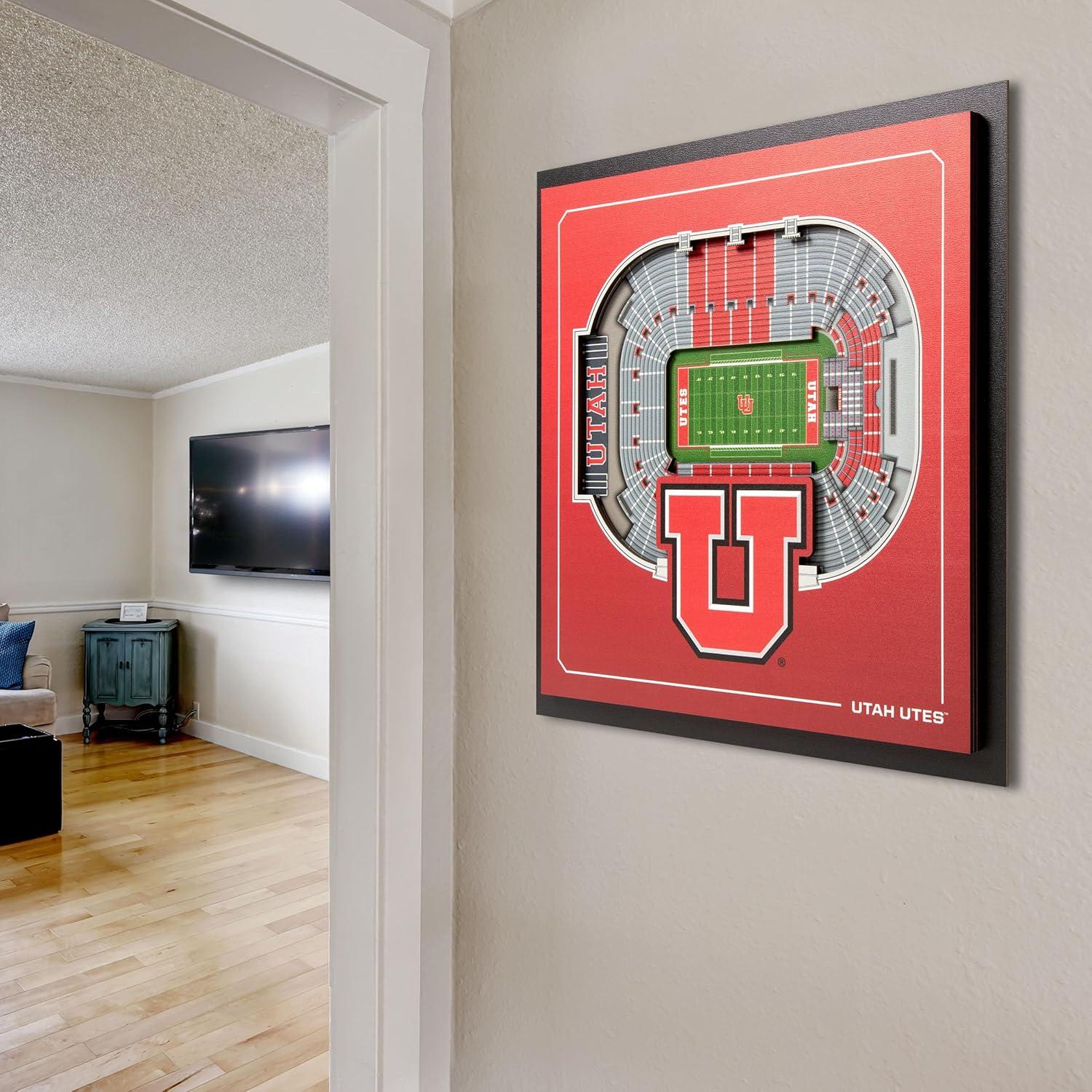 image:imageYouTheFan Officiallylicensed NCAA Stadium Series 3D Wall Art multilayer team stadium replica detailed sports fan gift indoor decorUtah Utes