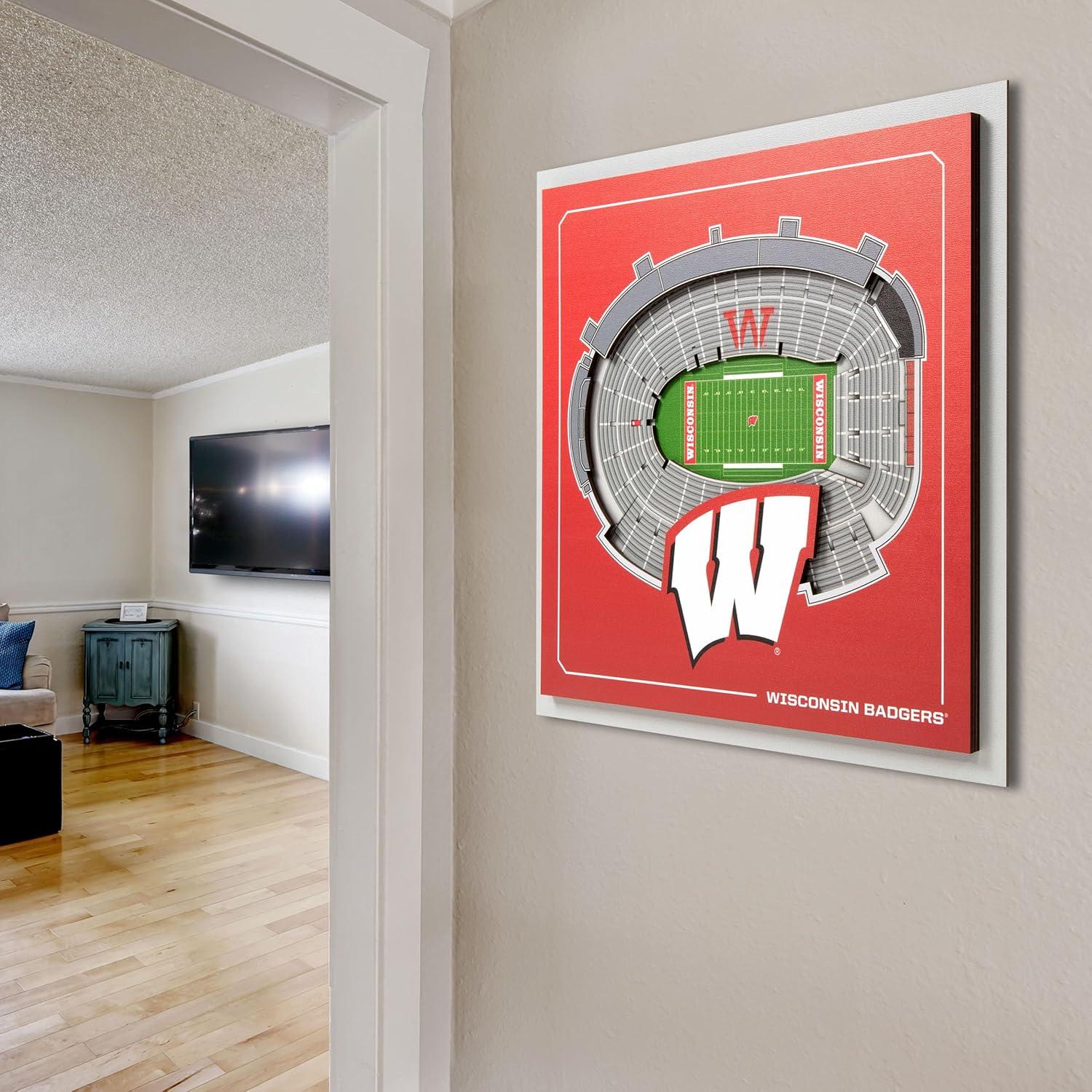 image:imageYouTheFan Officiallylicensed NCAA Stadium Series 3D Wall Art multilayer team stadium replica detailed sports fan gift indoor decorWisconsin Badgers