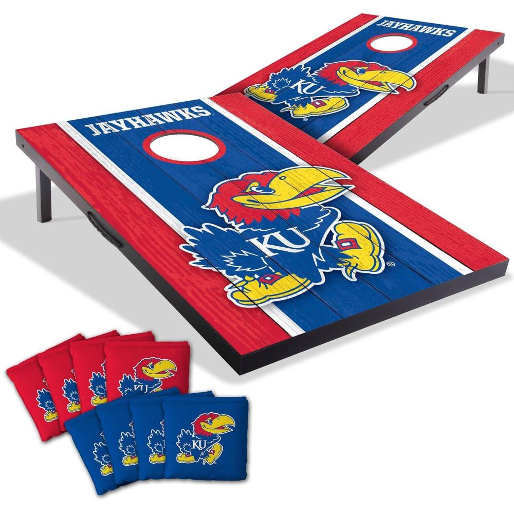 image:imageYouTheFan NCAA 2 x 3 Portable Cornhole Game with Logo BagsKansas Jayhawks
