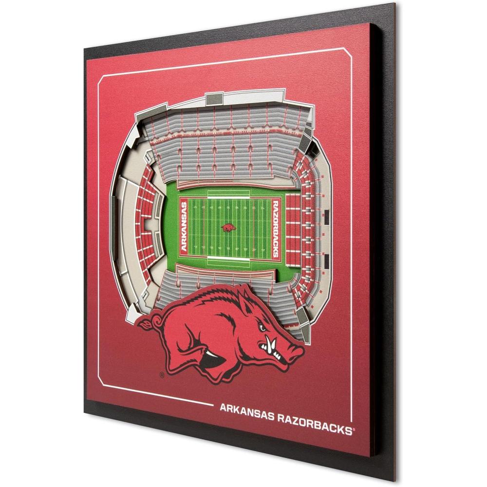 image:imageYouTheFan Officiallylicensed NCAA Stadium Series 3D Wall Art multilayer team stadium replica detailed sports fan gift indoor decorArkansas Razorbacks