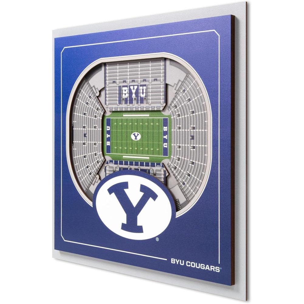 image:imageYouTheFan Officiallylicensed NCAA Stadium Series 3D Wall Art multilayer team stadium replica detailed sports fan gift indoor decorBYU Cougars