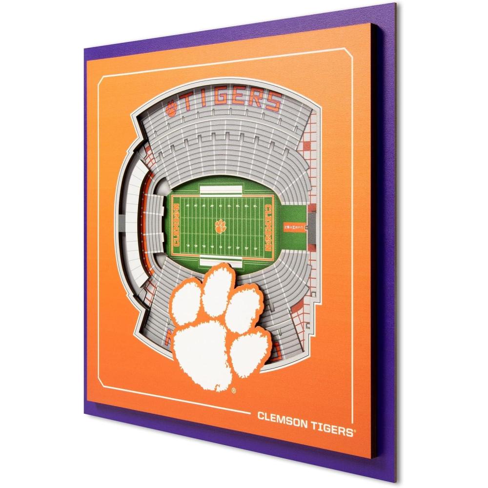 image:imageYouTheFan Officiallylicensed NCAA Stadium Series 3D Wall Art multilayer team stadium replica detailed sports fan gift indoor decorClemson Tigers