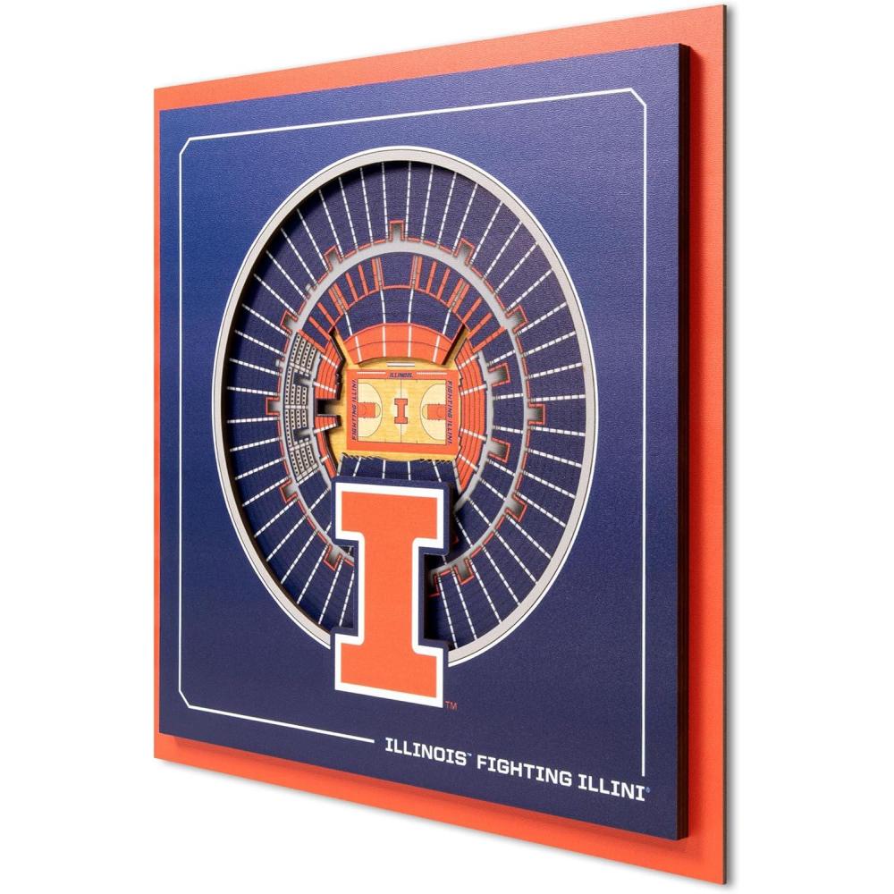 image:imageYouTheFan Officiallylicensed NCAA Stadium Series 3D Wall Art multilayer team stadium replica detailed sports fan gift indoor decorIllinois Fighting Illini