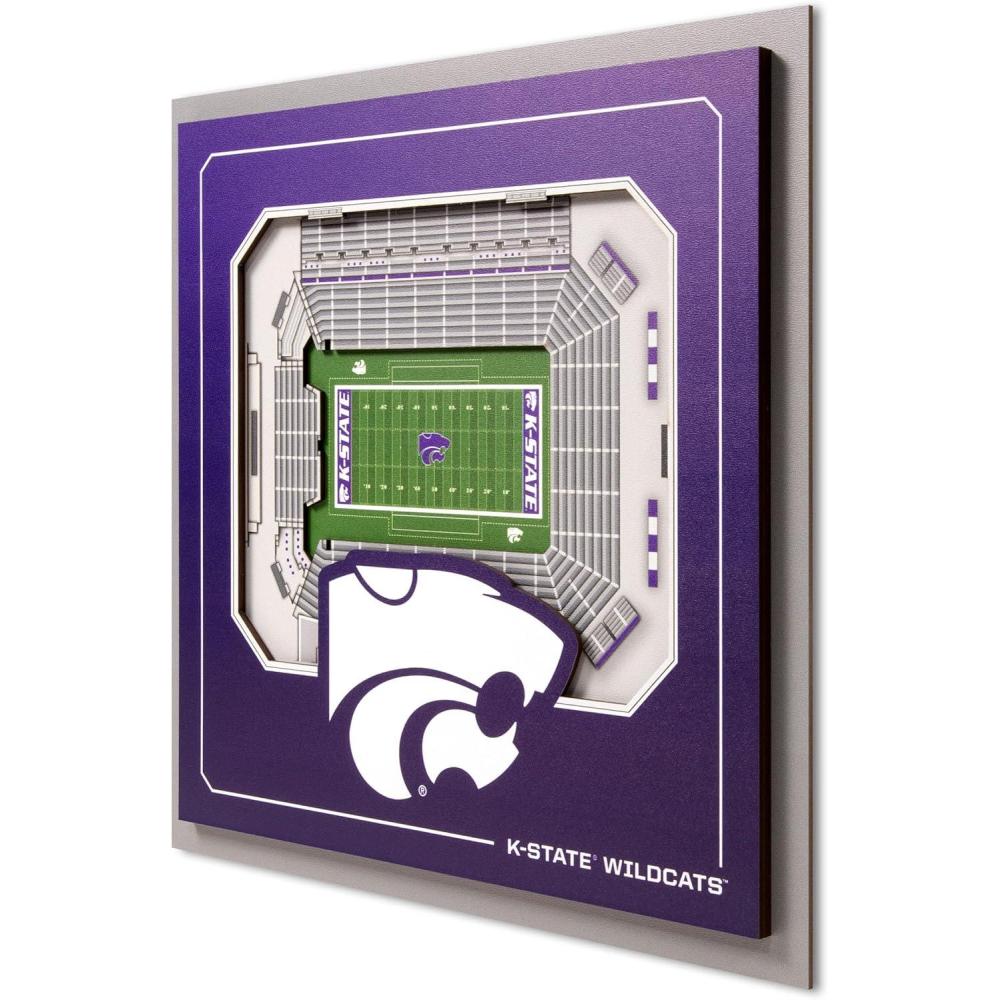 image:imageYouTheFan Officiallylicensed NCAA Stadium Series 3D Wall Art  multilayer team stadium replica detailed sports fan gift indoor decorKansas State Wildcats