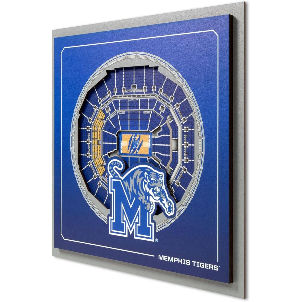 image:imageYouTheFan Officiallylicensed NCAA Stadium Series 3D Wall Art multilayer team stadium replica detailed sports fan gift indoor decorMemphis Tigers