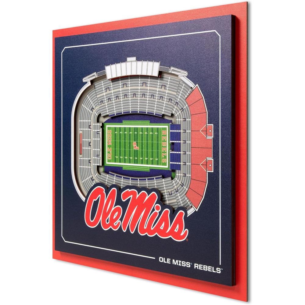image:imageYouTheFan Officiallylicensed NCAA Stadium Series 3D Wall Art multilayer team stadium replica detailed sports fan gift indoor decorMississippi Rebels
