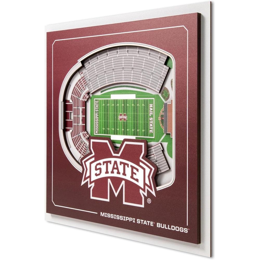 image:imageYouTheFan Officiallylicensed NCAA Stadium Series 3D Wall Art multilayer team stadium replica detailed sports fan gift indoor decorMississippi State Bulldogs