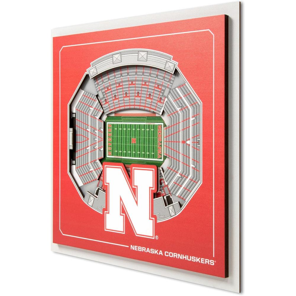 image:imageYouTheFan Officiallylicensed NCAA Stadium Series 3D Wall Art multilayer team stadium replica detailed sports fan gift indoor decorNebraska Cornhuskers