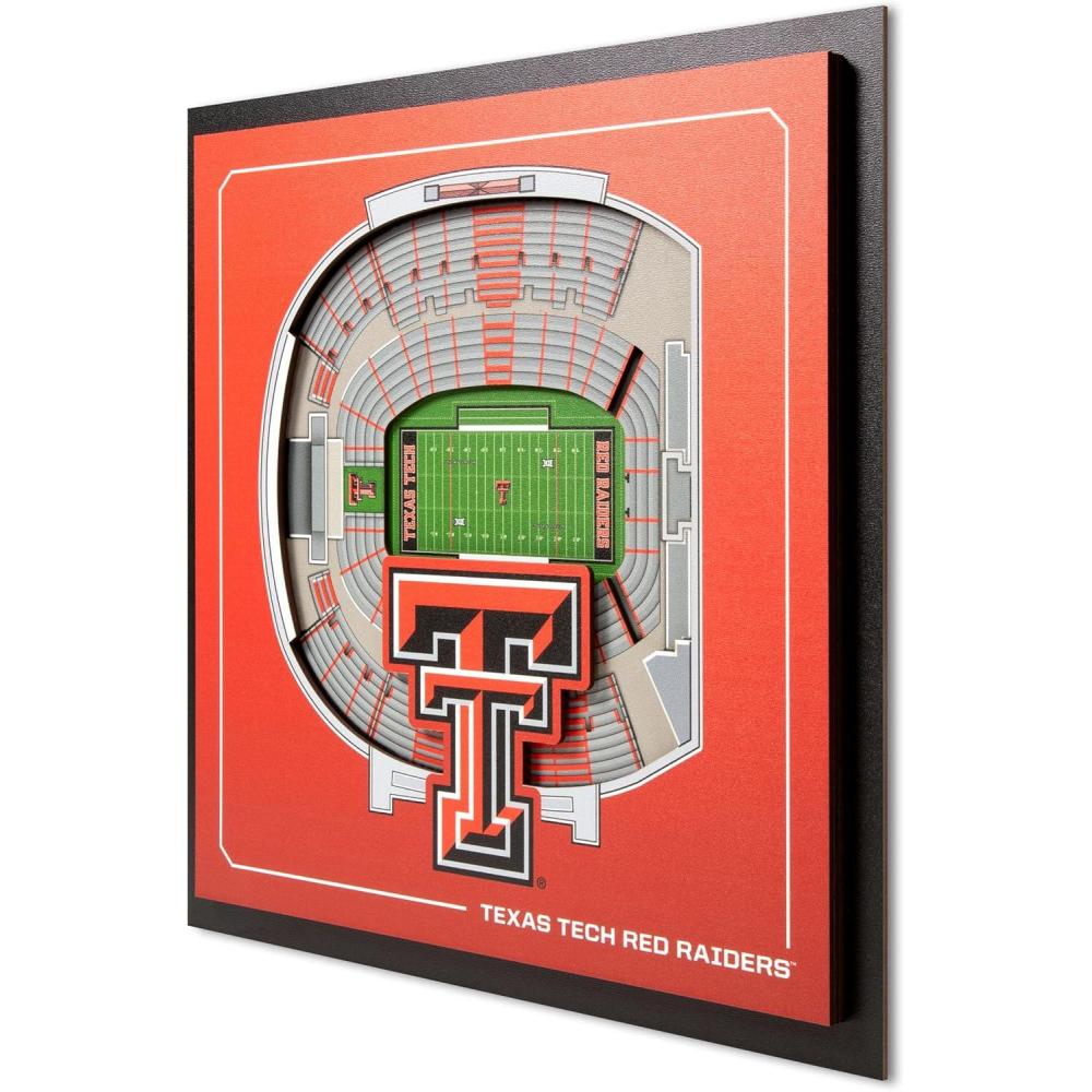 image:imageYouTheFan Officiallylicensed NCAA Stadium Series 3D Wall Art multilayer team stadium replica detailed sports fan gift indoor decorTexas Tech Red Raiders