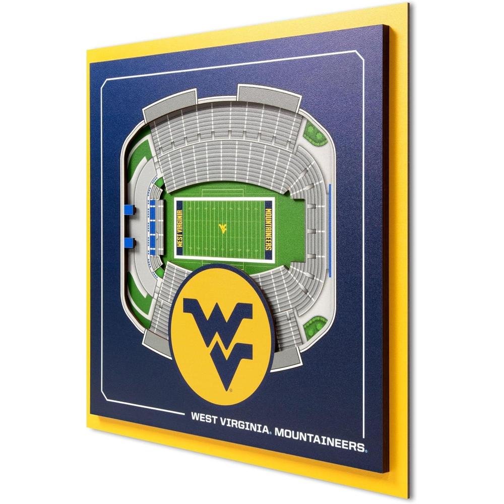 image:imageYouTheFan Officiallylicensed NCAA Stadium Series 3D Wall Art multilayer team stadium replica detailed sports fan gift indoor decorWest Virginia Mountaineers