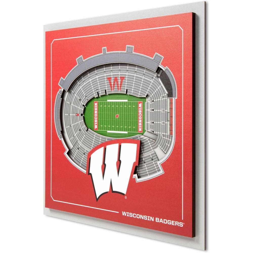image:imageYouTheFan Officiallylicensed NCAA Stadium Series 3D Wall Art multilayer team stadium replica detailed sports fan gift indoor decorWisconsin Badgers