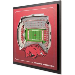 YouTheFan Officially-licensed NCAA Stadium Series 3D Wall Art – multi-layer team stadium replica, detailed sports fan gift, indoor decor(Arkansas Razorbacks)