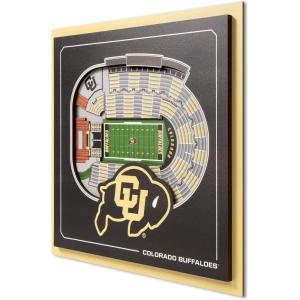 YouTheFan Officially-licensed NCAA Stadium Series 3D Wall Art – multi-layer team stadium replica, detailed sports fan gift, indoor decor(Colorado Buffaloes)