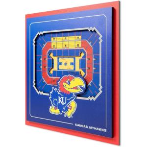 YouTheFan Officially-licensed NCAA Stadium Series 3D Wall Art – multi-layer team stadium replica, detailed sports fan gift, indoor decor(Kansas Jayhawks)