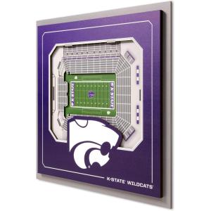 YouTheFan Officially-licensed NCAA Stadium Series 3D Wall Art – multi-layer team stadium replica, detailed sports fan gift, indoor decor(Kansas State Wildcats)