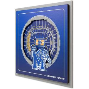 YouTheFan Officially-licensed NCAA Stadium Series 3D Wall Art – multi-layer team stadium replica, detailed sports fan gift, indoor decor(Memphis Tigers)