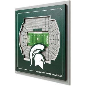 YouTheFan Officially-licensed NCAA Stadium Series 3D Wall Art – multi-layer team stadium replica, detailed sports fan gift, indoor decor(Michigan State Spartans)