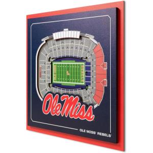 YouTheFan Officially-licensed NCAA Stadium Series 3D Wall Art – multi-layer team stadium replica, detailed sports fan gift, indoor decor(Mississippi Rebels)
