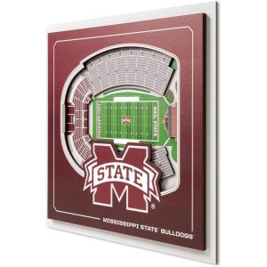 YouTheFan Officially-licensed NCAA Stadium Series 3D Wall Art – multi-layer team stadium replica, detailed sports fan gift, indoor decor(Mississippi State Bulldogs)