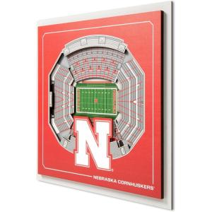 YouTheFan Officially-licensed NCAA Stadium Series 3D Wall Art – multi-layer team stadium replica, detailed sports fan gift, indoor decor(Nebraska Cornhuskers)