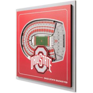 YouTheFan Officially-licensed NCAA Stadium Series 3D Wall Art – multi-layer team stadium replica, detailed sports fan gift, indoor decor(Ohio State Buckeyes)