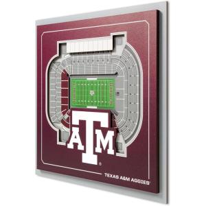 YouTheFan Officially-licensed NCAA Stadium Series 3D Wall Art – multi-layer team stadium replica, detailed sports fan gift, indoor decor(Texas A&M Aggies)