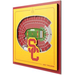 YouTheFan Officially-licensed NCAA Stadium Series 3D Wall Art – multi-layer team stadium replica, detailed sports fan gift, indoor decor(USC Trojans)