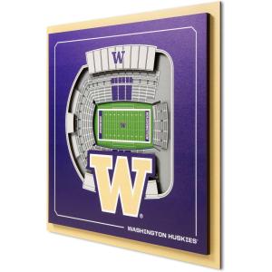 YouTheFan Officially-licensed NCAA Stadium Series 3D Wall Art – multi-layer team stadium replica, detailed sports fan gift, indoor decor(Washington Huskies)