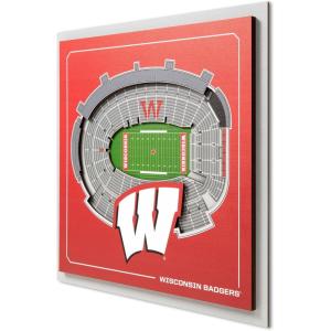 YouTheFan Officially-licensed NCAA Stadium Series 3D Wall Art – multi-layer team stadium replica, detailed sports fan gift, indoor decor(Wisconsin Badgers)