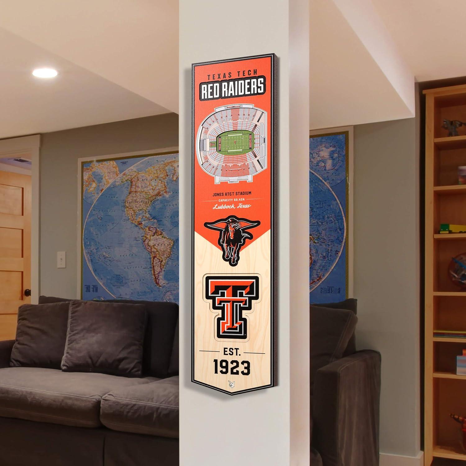 image:imageYouTheFan NCAA 3D StadiumView 8x32 BannerTexas Tech Red Raiders