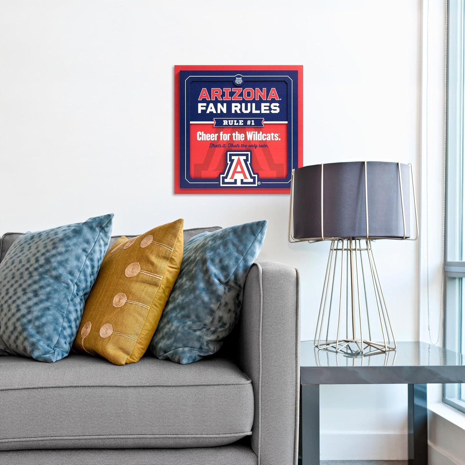 image:imageYouTheFan Officiallylicensed NCAA Tide Fan Rules Wall Art multiple layers humorous team artwork sports fan motto showcases funny rules indoor decorArizona Wildcats