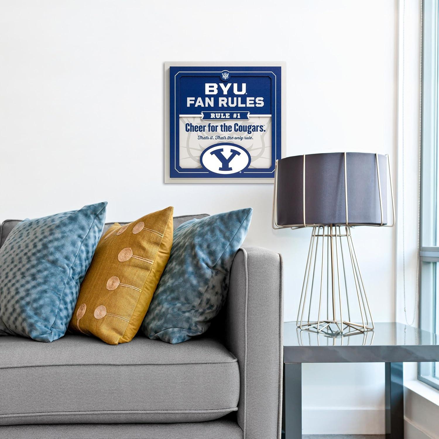 image:imageYouTheFan Officiallylicensed NCAA Tide Fan Rules Wall Art multiple layers humorous team artwork sports fan motto showcases funny rules indoor decorBYU Cougars