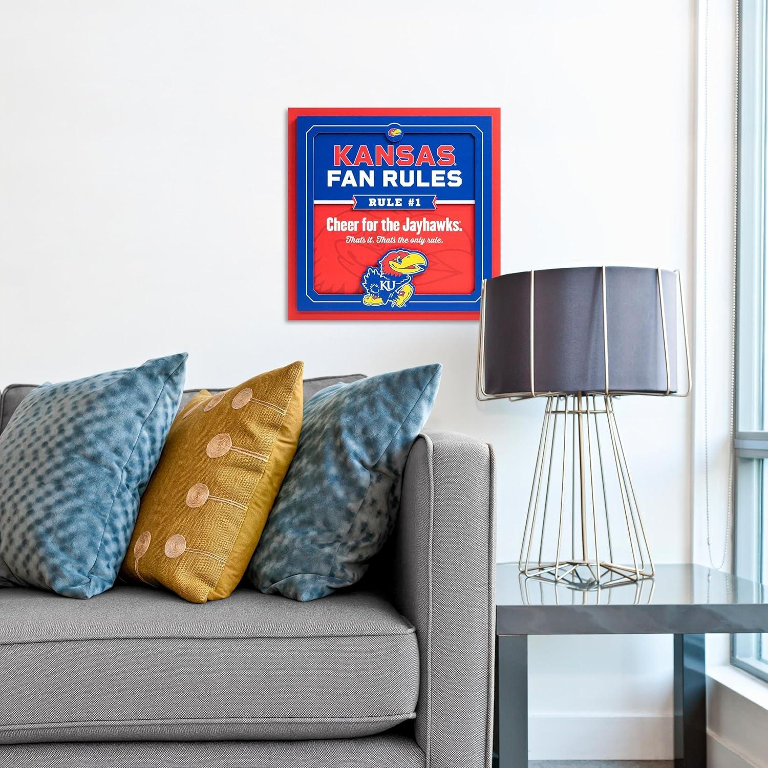 image:imageYouTheFan Officiallylicensed NCAA Tide Fan Rules Wall Art multiple layers humorous team artwork sports fan motto showcases funny rules indoor decorKansas Jayhawks