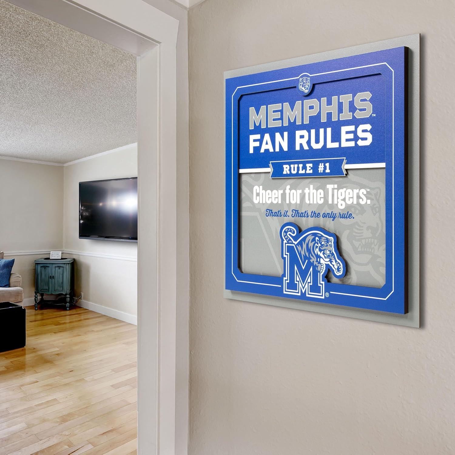 image:imageYouTheFan Officiallylicensed NCAA Tide Fan Rules Wall Art multiple layers humorous team artwork sports fan motto showcases funny rules indoor decorMemphis Tigers